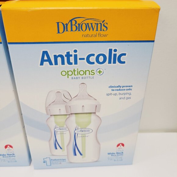 4 2 Pk Each Dr. Brown's Anti-colic Options Plus Wide-Neck Baby Bottles - Picture 2 of 5